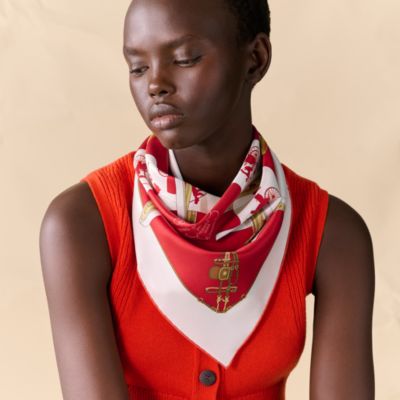 レッド - レディス, スカーフ、ショール＆マフラー, スカーフ＆シルク